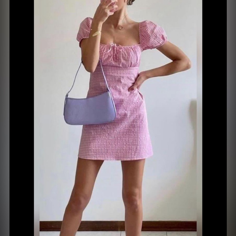 Zara Pink Gingham Mini Dress